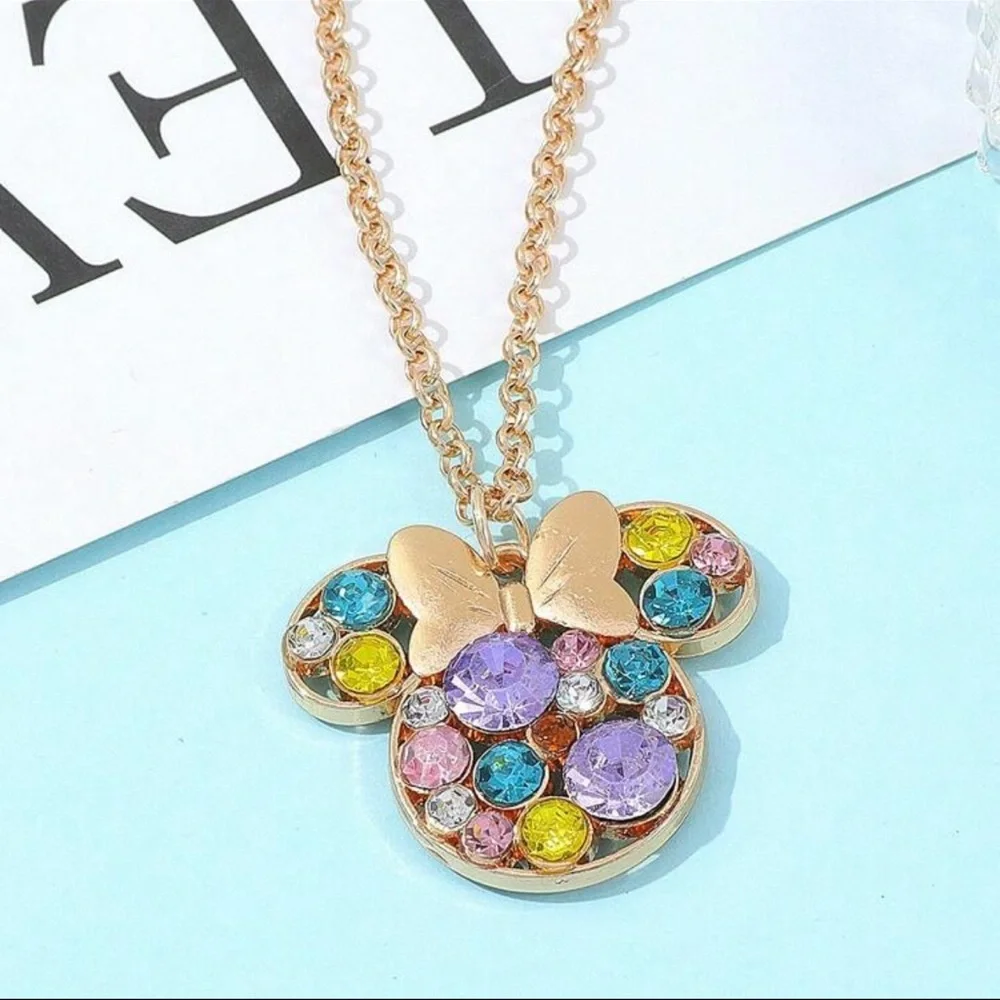 Colorful Crystal Disney Minnie Mouse Necklace - Picture 3 of 9